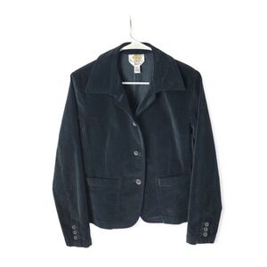 Vtg Talbots Petite Black Velvet Stretch Blazer Sz‎ 8 Whimsigoth Witchy Steampunk